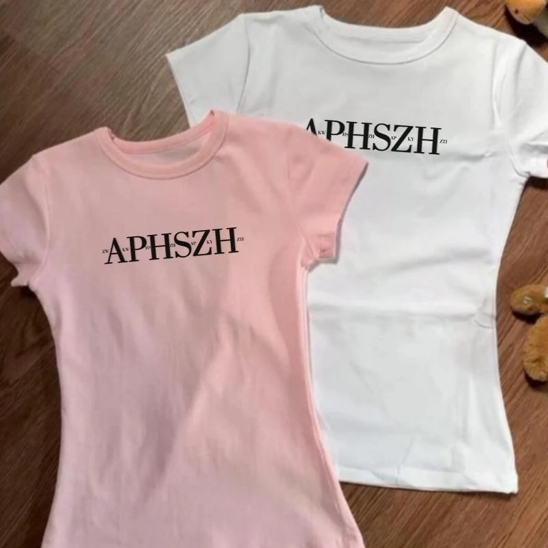 เสื้อคอกลม แขนสั้น ทรงสลิมฟิต สำหรับผู้หญิง ดีไซน์เรียบง่ายและสดใหม่ เทรนด์แฟชั่นใหม่ล่าสุดในฤดูร้อน