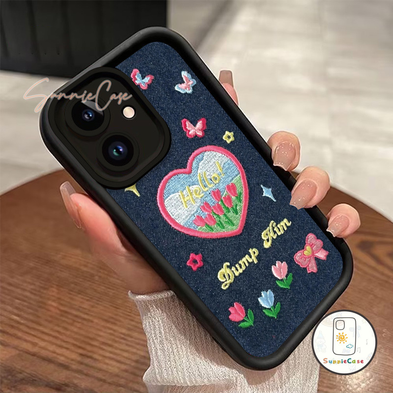 ปักลายหัวใจเดนิม สำหรับ เคส Redmi 19A 12 13C 10C 2C 9T A1 9C 10A 9 NFC Note 9 10 8 12 11 11s Pro Max POCO M6 Pro ความรัก - รูปที่ 5