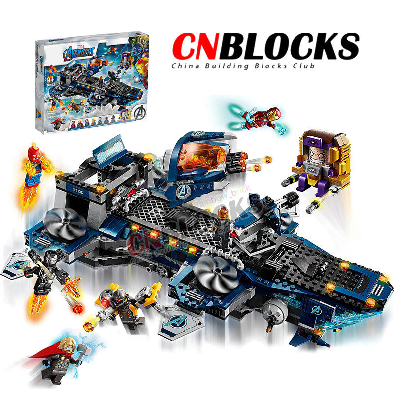 Avengers Helicrarier Buiding Blocks The Avengers Iron Man Super heroes 76153 (1244 ชิ้น) ของเล่นของข