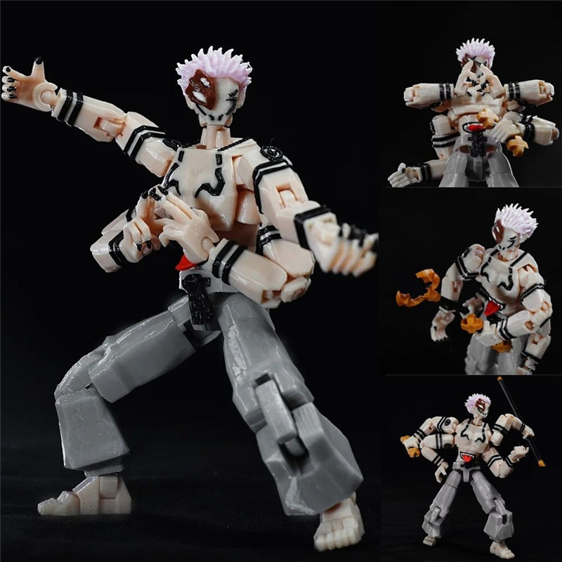 3D พิมพ์ Jujutsu Kaisen ตัวเลข Ryomen Heian Sukuna King Of Curses Multi-Jointed Shapeshift ของเล่นตัวเลขการกระทําเครื่องประดับของขวัญสําหรับแฟนๆ