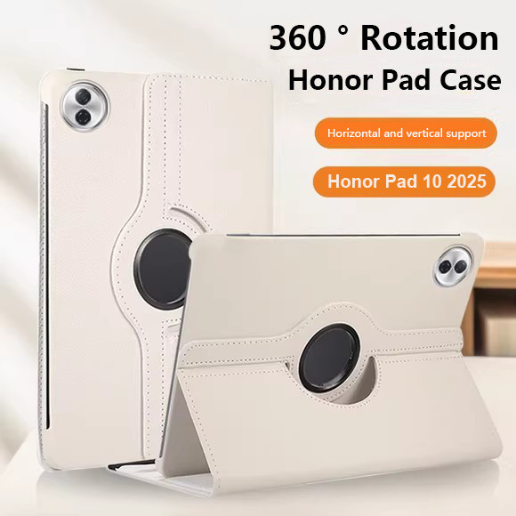 360 ° หมุนลิ้นจี่รูปแบบหนังสําหรับ Honor Pad 10 12.1 นิ้ว 2025 HEY3-W00 HEY3-W10 Pad 9 X9a X8a V9 X8