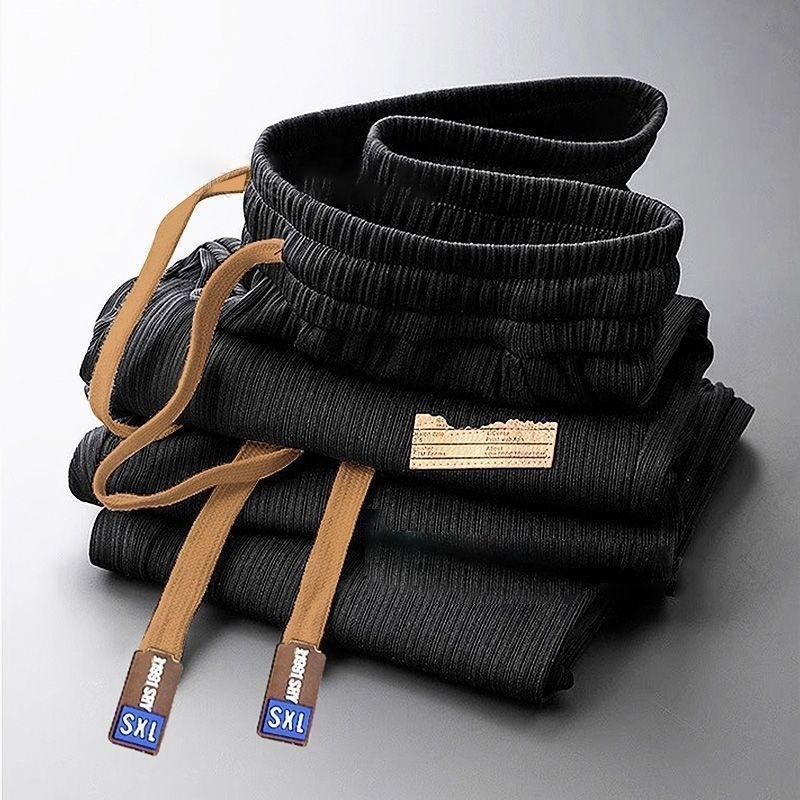 เอร์เชนชิ ฤดูร้อนกางเกงผู้ชายผ้าไหมน้ําแข็งบางกางเกงขาตรงผู้ชายขนาดบวกยืดความรู้