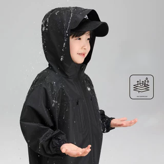 110-160 เสื้อแจ็คเก็ตมีฮู้ดกลางแจ้งกันน้ําสําหรับเด็กผู้ชาย