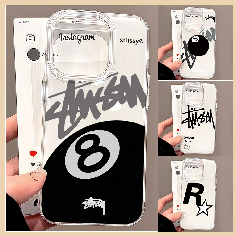 เคสมือถือ For iPhone 11 15 16 14 13 12 Pro Max X XS XR 13 Pro 15 16 Plus Case แฟชั่นลูกบอลสีดำ ครีม IMD แบบนิ่ม TPU เคส