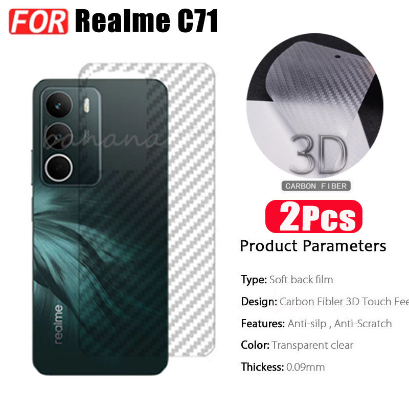 Realme C71 C73 C75 รูปแบบคาร์บอนไฟเบอร์ฟิล์มด้านหลังสติกเกอร์ด้านหลังฟิล์มป้องกันแบบนุ่มโปร่งแสง