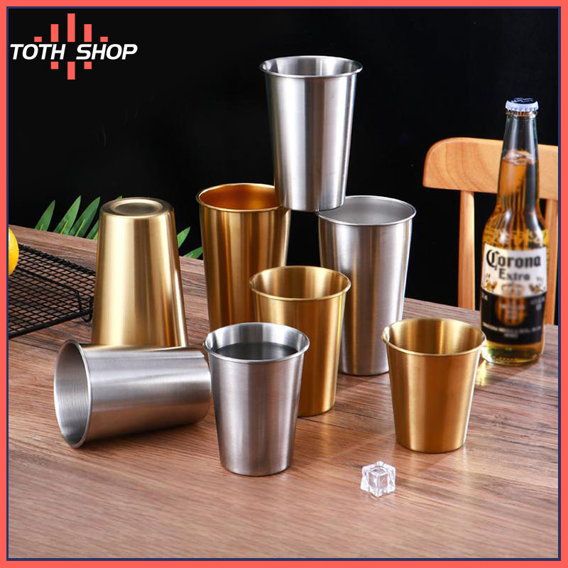 ToTH แก้วตั้งแคมป์สแตนเลสเกรด304 ดีไซน์มินิมอล 200-600ml พร้อมตัวเลือกสีเงิน/ทอง ทนทานต่อการตกกระแทก กลางแจ้ง