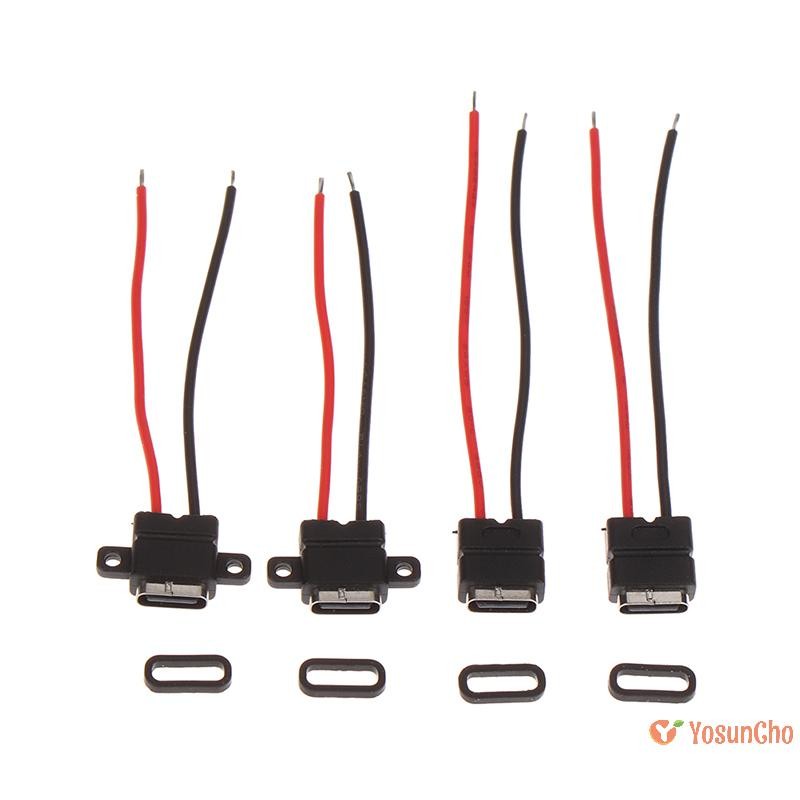 YosunChoker] 1 ชิ้น USB Type C กันน้ําเชื่อมต่อลวดเชื่อมหญิงซ็อกเก็ต Type-c ชาร์จอินเทอร์เฟซแจ็คใหม่