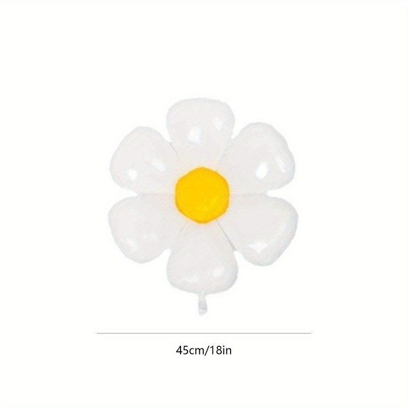 50ชิ้นสีขาวเดซี่อลูมิเนียมฟอยล์บอลลูน-นํามาใช้ใหม่วันเกิดภาพอุปกรณ์ประกอบฉาก ลีลาวดีดอกไม้ตกแต่งสําหรับการถ่ายภาพปาร์ตี้กลางแจ้ง - รูปที่ 3
