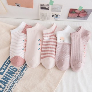 SY SHOP ถุงเท้าข้อสั้น (1แพ็ค/10คู่) ถุงเท้าแฟชั่น เนื้อผ้าน…