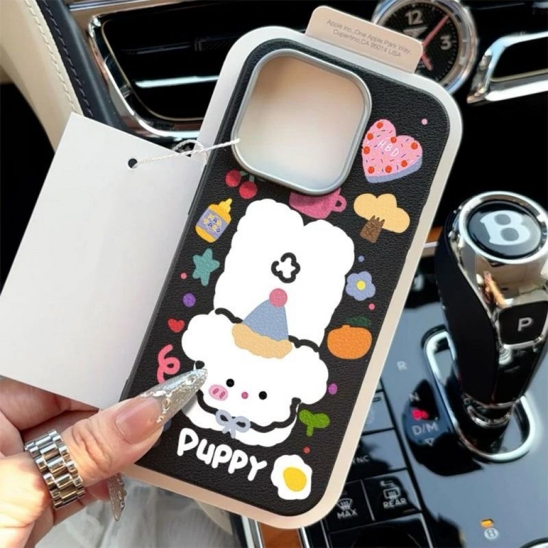 Iphone 16 15 14 13 12 11 Pro Max X Xr Xs Max เคสโทรศัพท์ลูกสุนัขน่ารักฝาครอบหนังนุ่ม