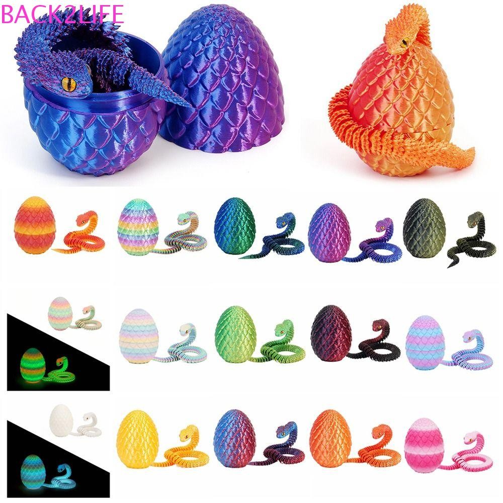 Back2life ของเล่นงูพิมพ์ 3D, ไข่งูสร้างสรรค์ 3D พิมพ์ไข่งู, สมจริง All-in-one Molding สีลูกกวาดไล่โทนสีดอกไม้สัตว์จําลองตกแต่งบ้าน