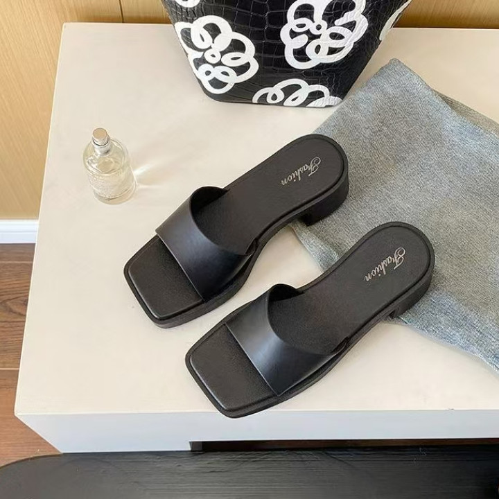 🍓EnJoy🍓พร้อมส่ง (LT-677) รองเท้าส้นตึกแบบสวม คอลเลคชั่นใหม่ แมทลุคง่าย พื้นนิ่ม ใส่สบาย มี 3สีให้เลือก - รูปที่ 3