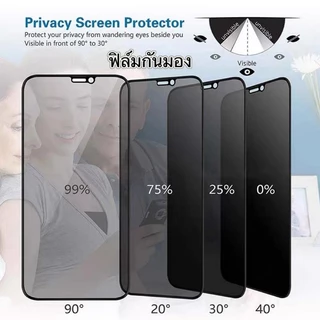ฟิล์มกระจก เต็มจอ สำหรับ iPhone กันมองกันเสือก PVT รุ่น 16/15/14 Pro Max 13 Pro Max 12 SE 2020 6 6S 7 8 Plus X XR XS 11
