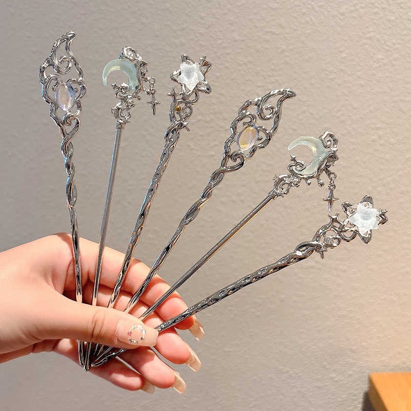 สไตล์จีน Moon Star กิ๊บโลหะผู้หญิงประณีต High-end Hanfu ผม Stick หมวก