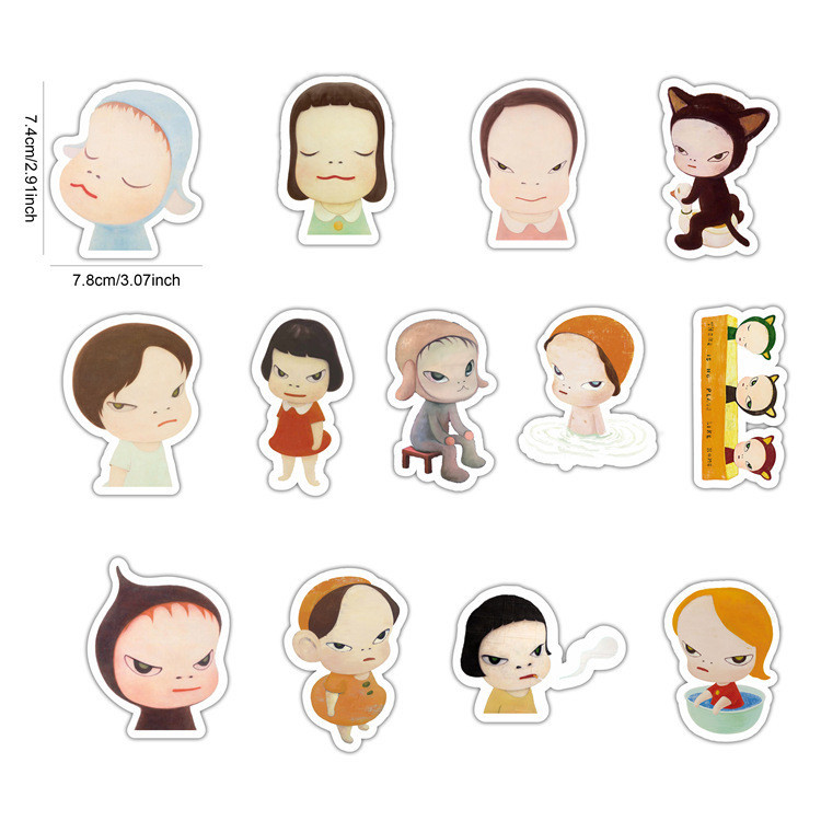 พร้อมส่ง yoshitomo nara ติกเกอร์ โยชิโตโมะ นาระ JAPAN logo sticker กันน้ำ 13pcs Cute anime