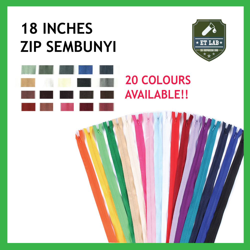 18 INCHES - ZIP SEMBUNYI / ZIP SOROK / INVISIBLE ZIP