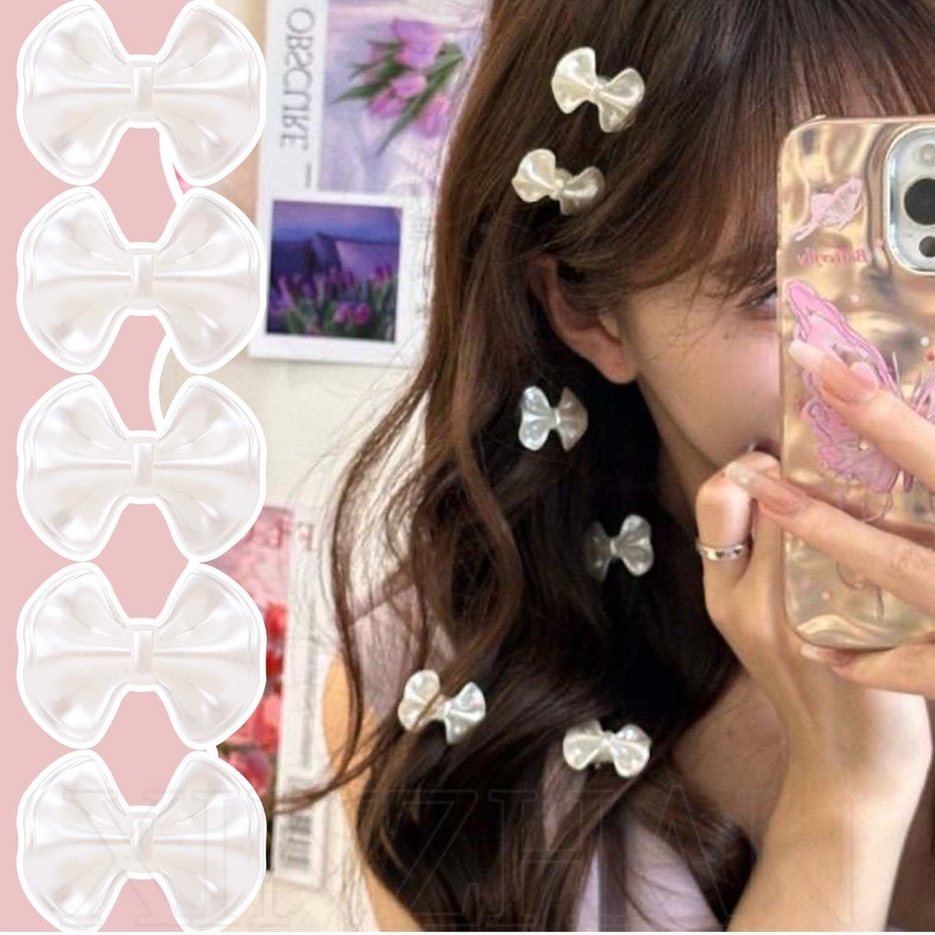 10 ชิ้น Ins Super Fairy Mini Bowknot กิ๊บติดผม-หวานน่ารักมุกสีขาวโบว์กิ๊บขนาดเล็ก-แฟชั่นอุปกรณ์เสริมผม-สาวอารมณ์ด้านข้าง Bangs Duckbill คลิป
