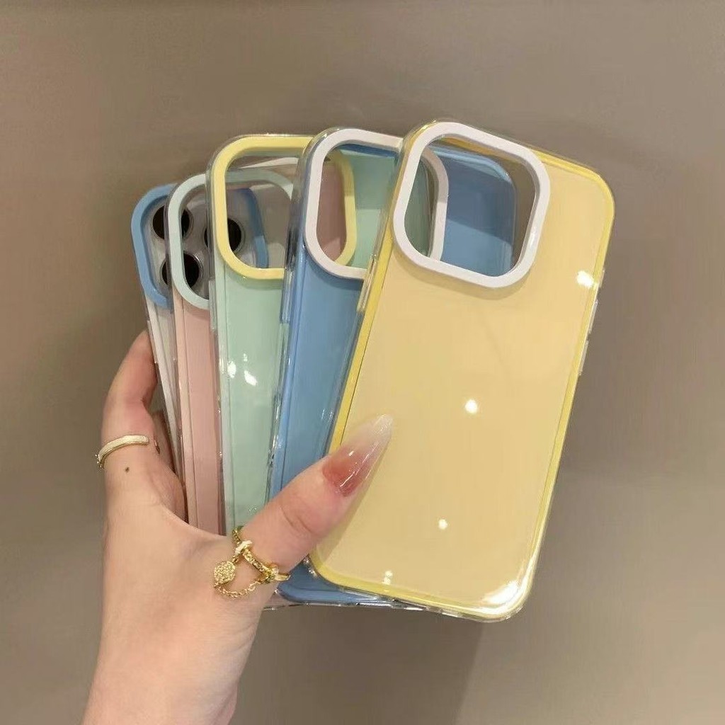 INS ญี่ปุ่นและเกาหลีดูดีความคมชัดสีวุ้นสำหรับ iPhone 16เคสโทรศัพท์ Apple 15PROMAX ใหม่14pro ผู้หญิง13เคสป้องกัน