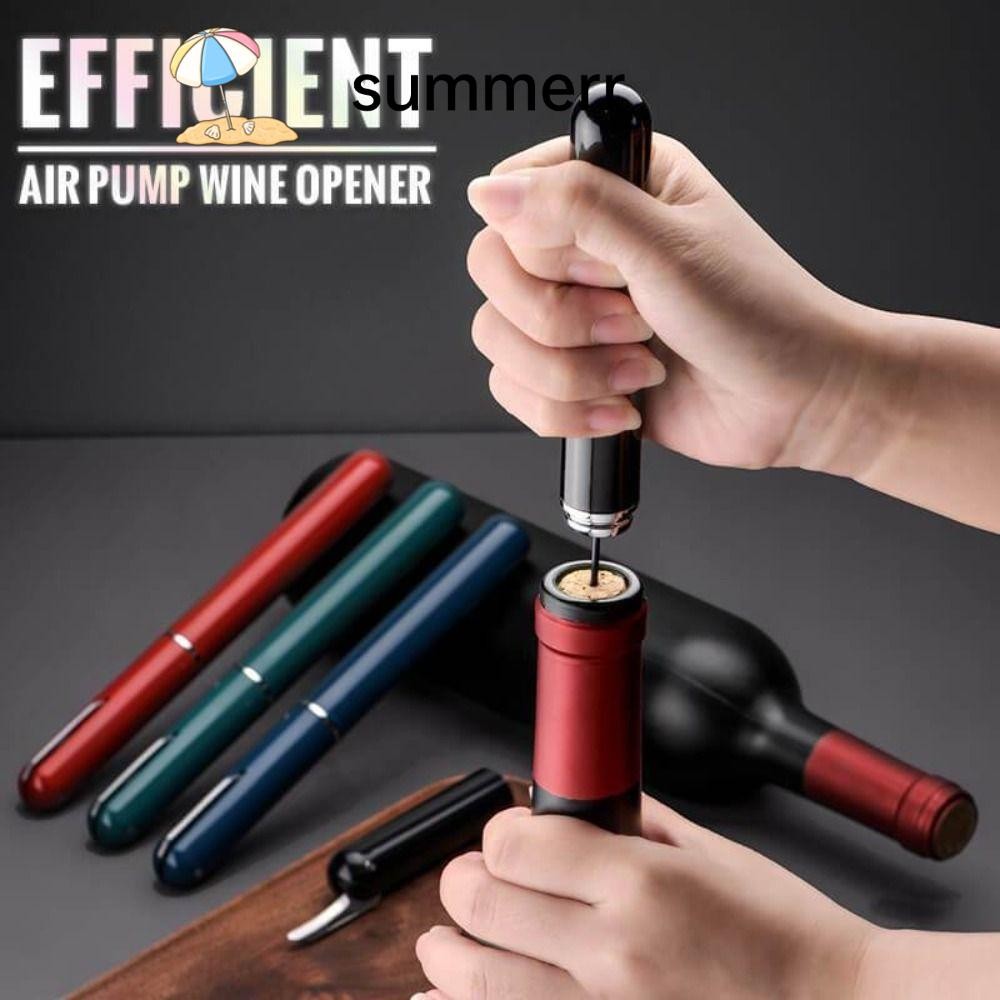 Summerr ไวน์ Corkscrew เครื่องมือห้องครัวอัพเกรด Air ความดันปั๊มตัดฟอยล์สแตนเลสสตีล Pin Finger Ring Openers กระเป๋าที่เปิดขวด