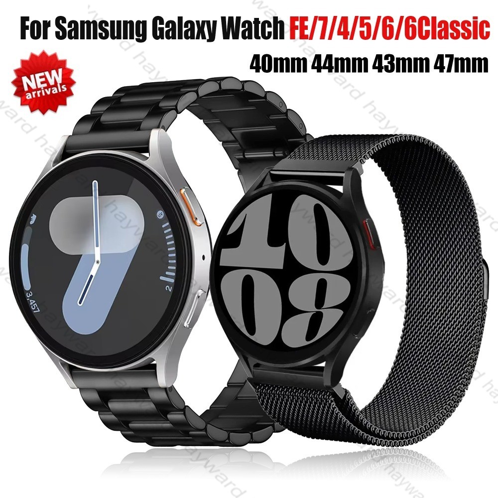 2 แพ็คสแตนเลสสตีลสําหรับ Samsung Galaxy Watch FE 7 6 5 4 40 มม.44 มม.พับสายคล้องคอ + Magentic buckle