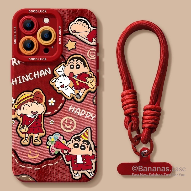 Iphone 16 15 14 13 12 11 Pro Max X Xr Xs Max 7 8 Plus SE2020 เคสโทรศัพท์การ์ตูนคาวบอยสีแดงเครยอนชินจังปกอ่อน