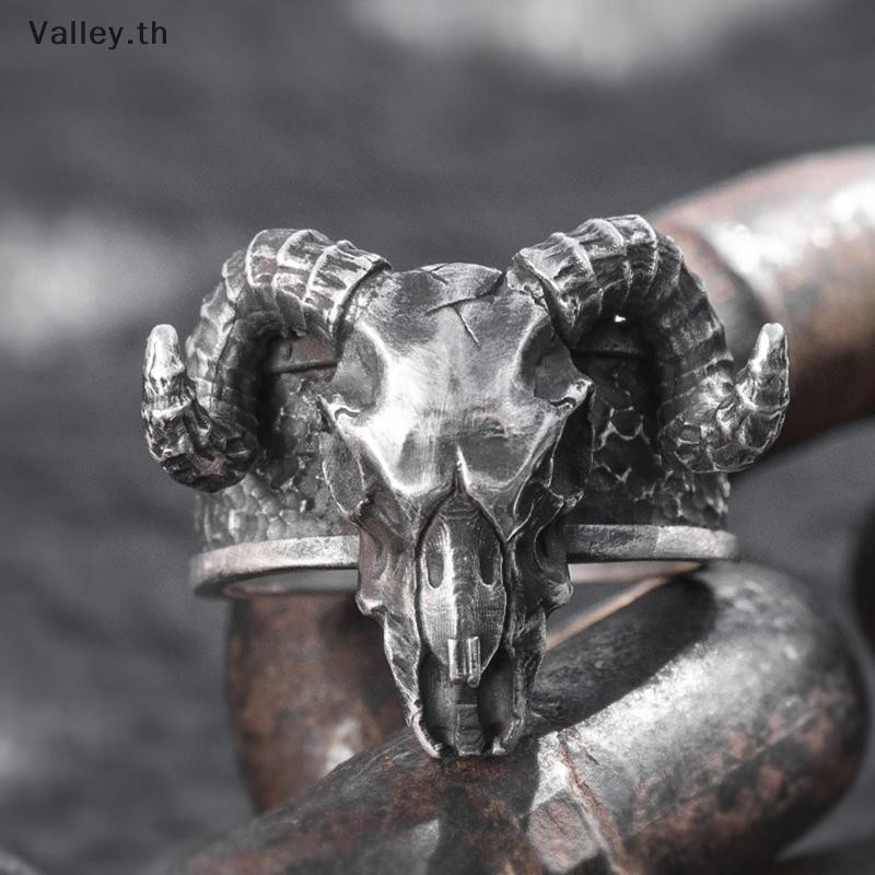 [Valley] Vintage Retro Punk Devil Horn แหวนสําหรับผู้ชายผู้หญิงคู่บุคลิกภาพ Party Hip Hop Claw แหวนเครื่องประดับ TH