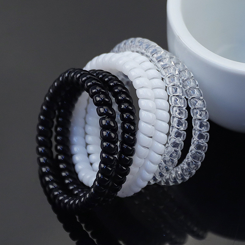 Rubuyou ยางมัดผม ยางรัดผมแบบเกลียว ยางมัดผมสีดำ แฟชั่น เรียบง่าย กิ๊บหนีบผม ความยืดหยุ่นสูง-ส่งเร็ว🚚 - รูปที่ 5