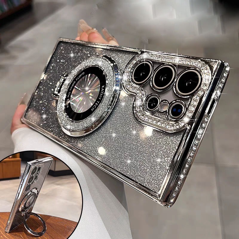 SAMSUNG Luxury Glitter Diamondเคสโทรศัพท์แม่เหล็กสําหรับSamsung S26 S25 Edge S24 S23 S22 Ultra S25FE S24FE A37 A57 A36 A56 เคสโทรศัพท์กันกระแทกปกอ่อน