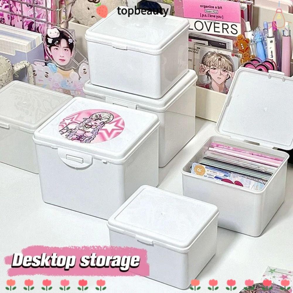 Topbeauty กล่องเก็บของ, กล่องเก็บการ์ดไอดอลสีขาว, ที่เก็บบัตรประจําตัวประชาชน Kpop Photos คอนเทนเนอร์เครื่องประดับ