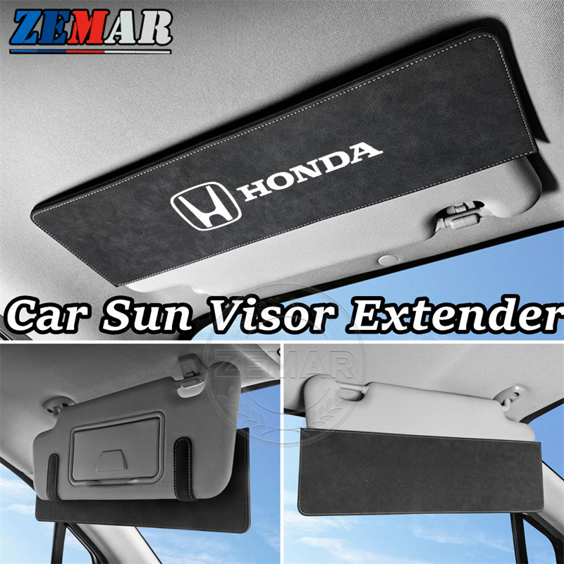 Honda รถ Sun Visor แผ่นขยายหนังนิ่มม่านบังแดดรถยนต์แผ่นอุปกรณ์ตกแต่งภายในรถยนต์สําหรับ Honda Civic 1