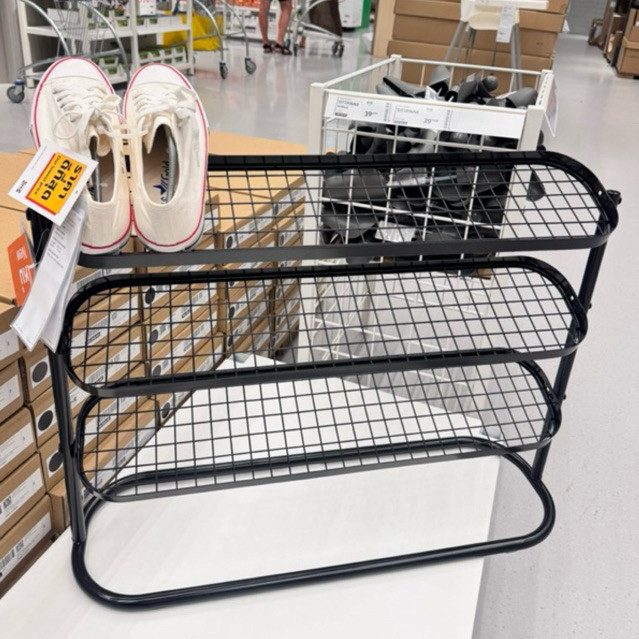 IKEAshopping IKEA  ÄLGANÄS แอลิอาแนส ชั้นวางรองเท้า, ดำ, 76x24x59 ซม.