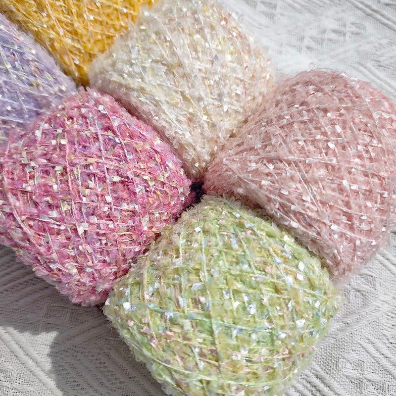 รูปแบบใหม่เลื่อมสายรุ้งยิปโซขนสัตว์50กรัม/กลุ่มแฮนด์เมดโครเชต์ถั่วทําเองผ้าพันคอด้ายผสมเสื้อกันหนาวถักหมวก