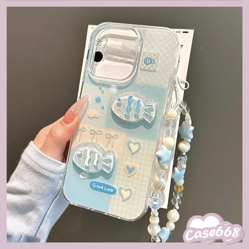 เคสไอโฟน15 สำหรับ iPhone 11 12 13 16 14 15 Pro Max 14 16 15 Plus 13 16 15 14 Pro ปลาสดสุดหรูสดชื่นใหม่สร้อยข้อมือ IMD