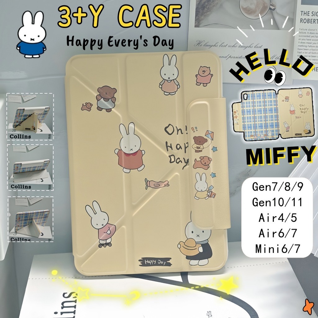 Y foldable การ์ตูน เคสไอแพด for Air4/6/7 10.9 Pro 11(2018-2022)ipad กรณีป้อ gen7/8/910.2 Gen11A16 กร
