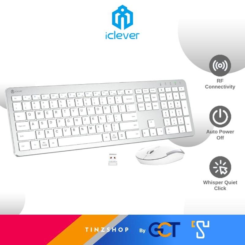 [Tinzshop] iClever GK08 ชุดคีย์บอร์ดพร้อมเมาส์ไร้สาย Wireless 2.4 G Keyboard+Mouse ประกันศูนย์ไทย 1 