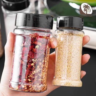ขวดปรุงรสพลาสติกใส กล่องใส่เครื่องปรุงบาร์บ ขวดเครื่องเทศพร้อมฝาปิดผีเสื้อ ภาชนะปรุงรสในครัว พริกป่น ขวดใส่เครื่องปรุง