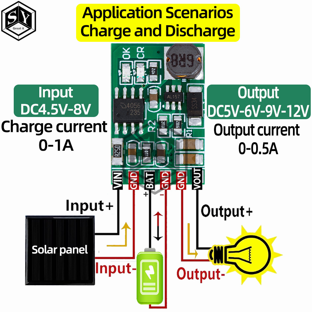 3.7V 4.2V Charger 5V 6V 9V 12V Discharger Board DC DC Converter Boost โมดูล Solar Mobile Power Charger แบตเตอรี่ลิเธียม DD05CVSA