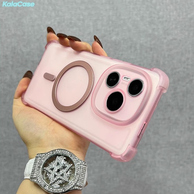 กรณีแม่เหล็กสําหรับ OPPO A6 Pro A5 A5X A5i Reno 14 14F 10 Pro Plus ค้นหา X9 Pro เคสโทรศัพท์ Simple Frosted Dopmine Candy สีถุงลมนิรภัย Anti Fall กันกระแทกปลอกอ่อนกรณีปกหลัง - รูปที่ 3