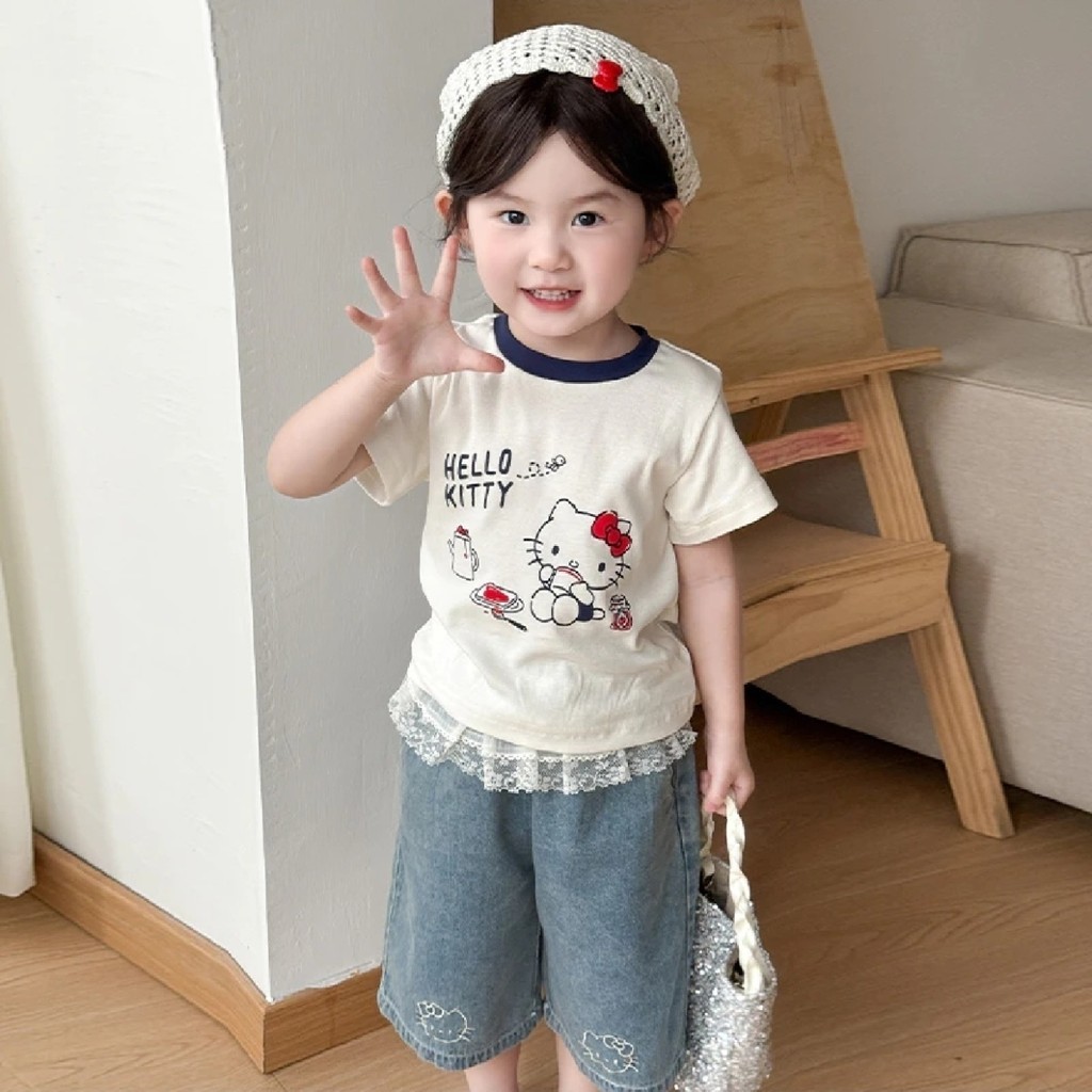 AJL สินค้าใหม่ออกเดือนมิถุนายนเสื้อผ้าฤดูร้อนสาว 2025 เด็กสไตล์ใหม่กลางเด็กใหญ่เวอร์ชั่นเกาหลีแฟชั่น