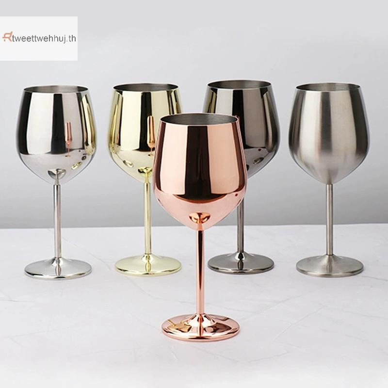 Tw 500ML สแตนเลส Goblet ไวน์แดงค็อกเทลแก้ว Unbreakable โลหะสูงแก้วแชมเปญบาร์ KTV สไตล์ยุโรป Goblet แก้ว huj