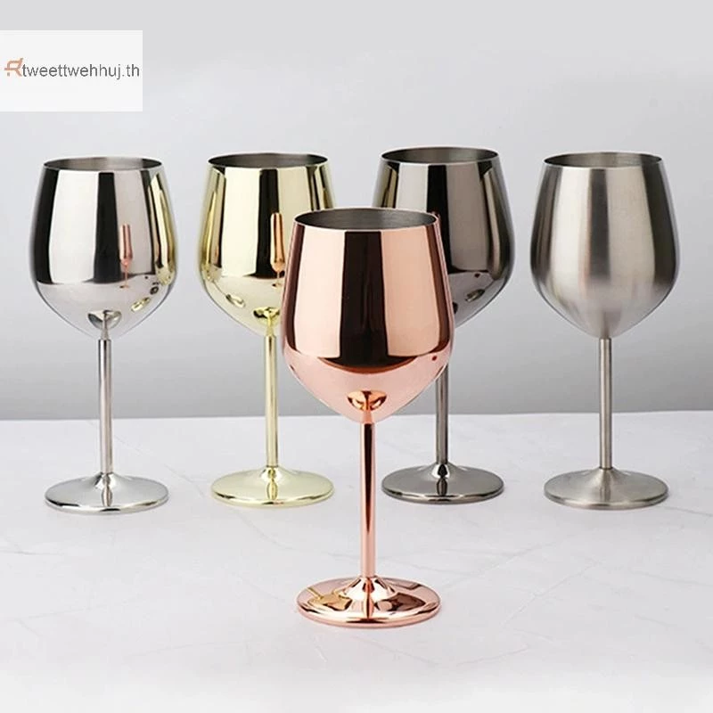Tw 500ML สแตนเลส Goblet ไวน์แดงค็อกเทลแก้ว Unbreakable โลหะสูงแก้วแชมเปญบาร์ KTV สไตล์ยุโรป Goblet แก้ว huj