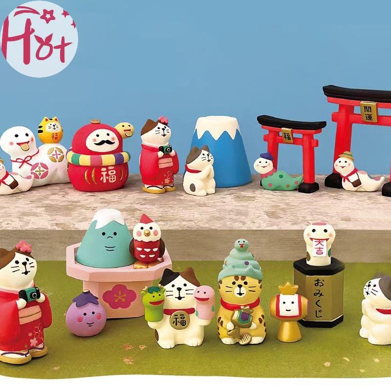 Ge สไตล์ญี่ปุ่น ZAKKA Cat หัตถกรรมเครื่องประดับขนาดเล็กสําหรับตรุษจีนปีงูแนวโน้มอาหารและตกแต่งเรซิ่น