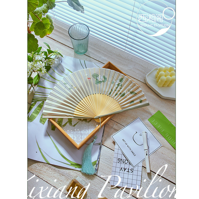 Dmo-DMO-Classical พัดลม Hanfu พัดลมเต้นรําพัดลม Moon พัดลม 19 ซม. พัดลมหญิงของขวัญพัดลมพับ Hanfu พัด