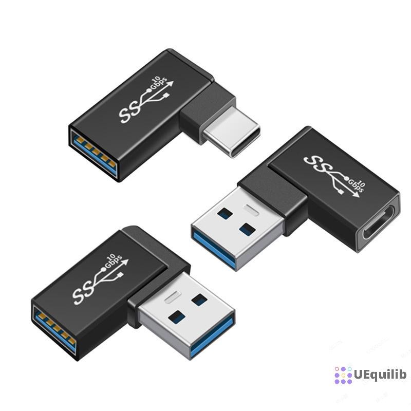 Uequilib OTG อะแดปเตอร์ USB 3.1 ประเภท C หญิง USB 3.0 ชาย Converter 10Gbps ประเภท C ถึง USB 3.0 90 องศามุมสําหรับ USB C OTG Connector ใหม่
