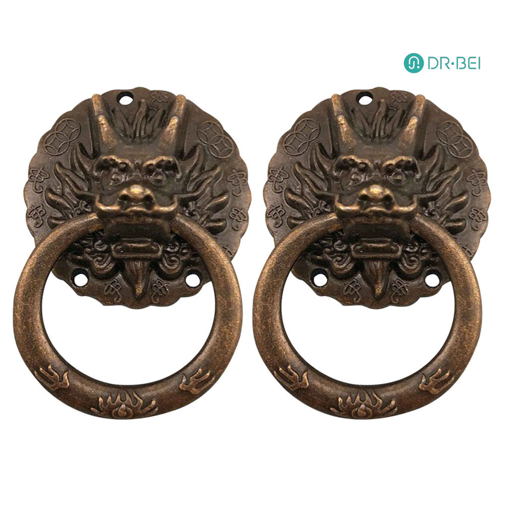 Dr.bei 2 ชิ้น Vintage Dragon Head ตู้ตู้เสื้อผ้าเฟอร์นิเจอร์ลิ้นชักดึงมือจับแหวนลูกบิด
