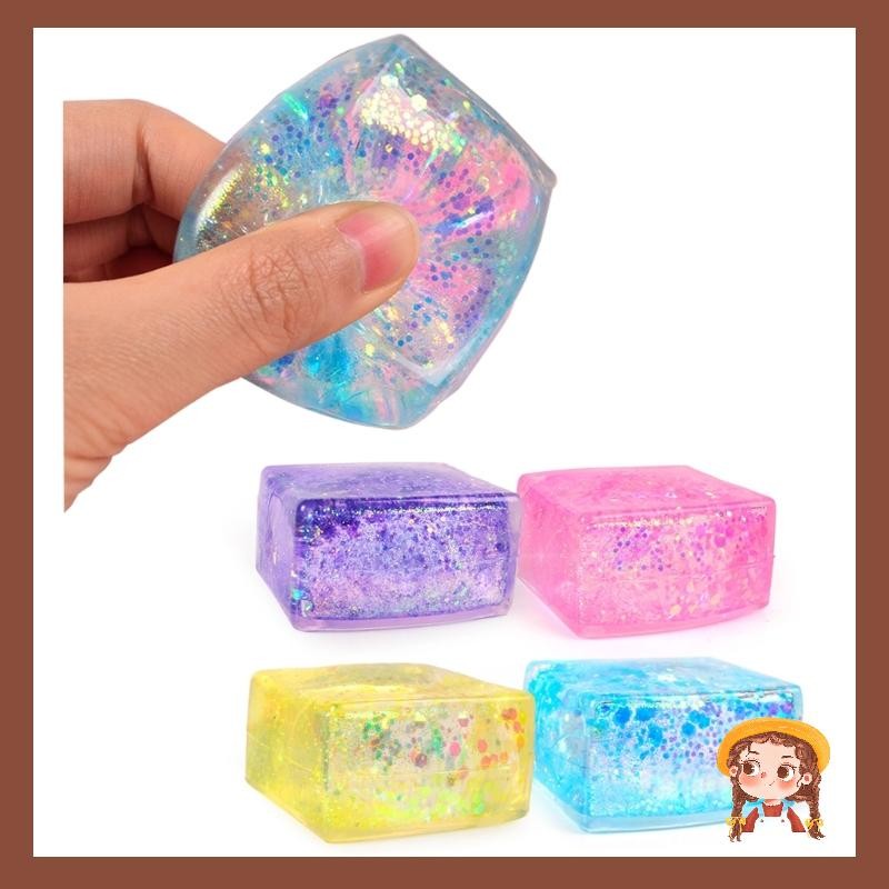 Li Girls Colourful Ice Cube Maltose Toy with Glitter Collectable Toy Stress Relief