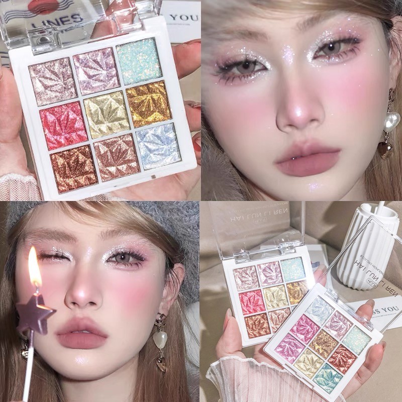 coco baby อายแชโดว์ พาเลตอายแชโดว์กันน้ำ พาเลทอายแชโดว์ 9สี เนื้อกลิต​เตอร์​ สีสวย Y7232