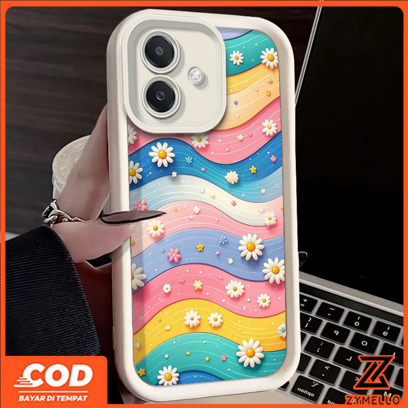 Case สำหรับ Samsung A35 A55 A05 A15 A12 A54 A03 A13 A14 A20 A50 A32 A34 A53 A24 s21fe s23fe s24fe Rainbow chrysanthemum กันกระแทก TPU เคสโทรศัพท์