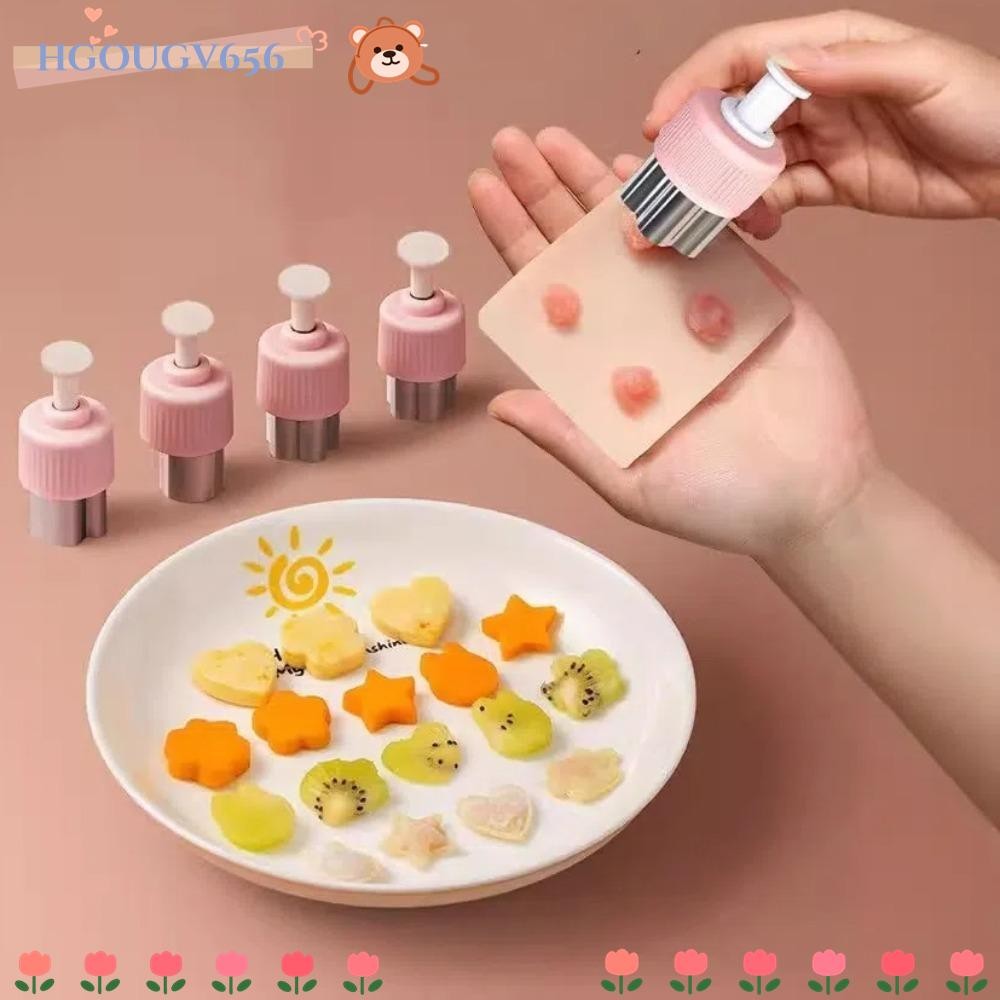 Hgougv656 5 ชิ้นอาหารนูนแม่พิมพ์, DIY กดประเภทผักผลไม้เครื่องตัด,คุณภาพครัวเบเกอรี่เครื่องมือสแตนเลสรูปทรงต่างๆบิสกิตตัด Die