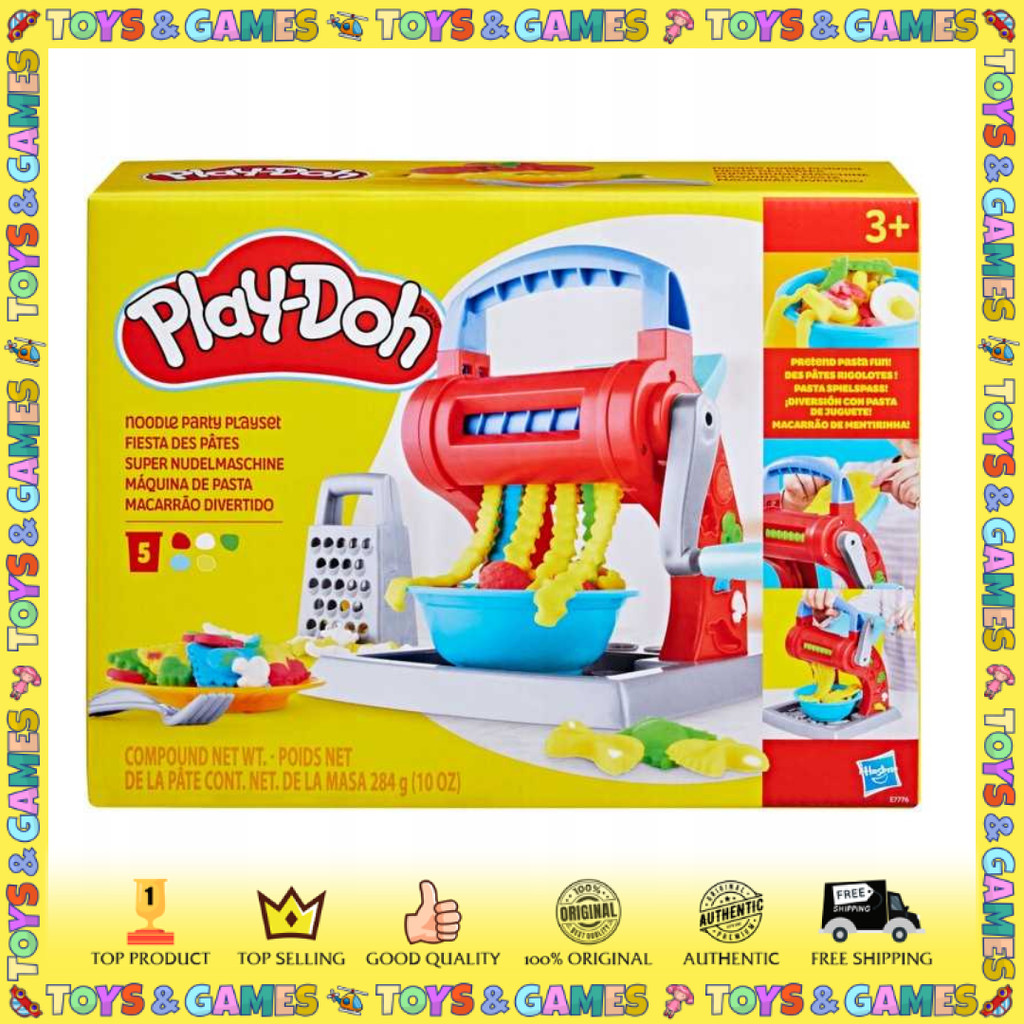 Play-doh Kitchen Creations เครื่องทําเส้นก๋วยเตี๋ยว Party Playset Non Toxic Clay Dough สีสําหรับเด็ก 3 ปีเด็กผู้หญิง